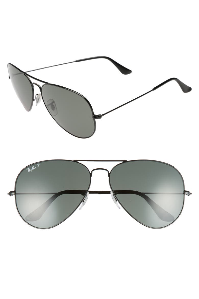 Original 62mm Polarized Aviator Sunglasses, Alternate, color, BLACK/ POLARIZED