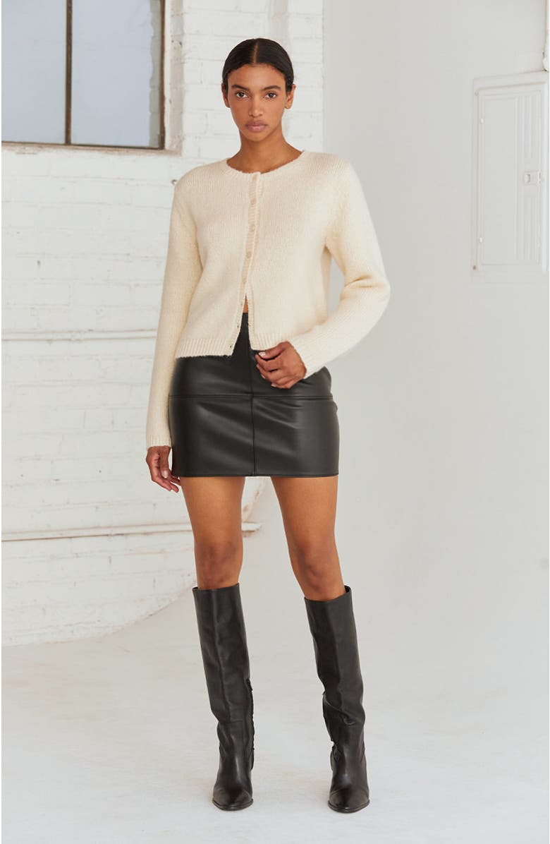 CRESCENT Faux Leather Column Mini Skirt, Alternate, color, 