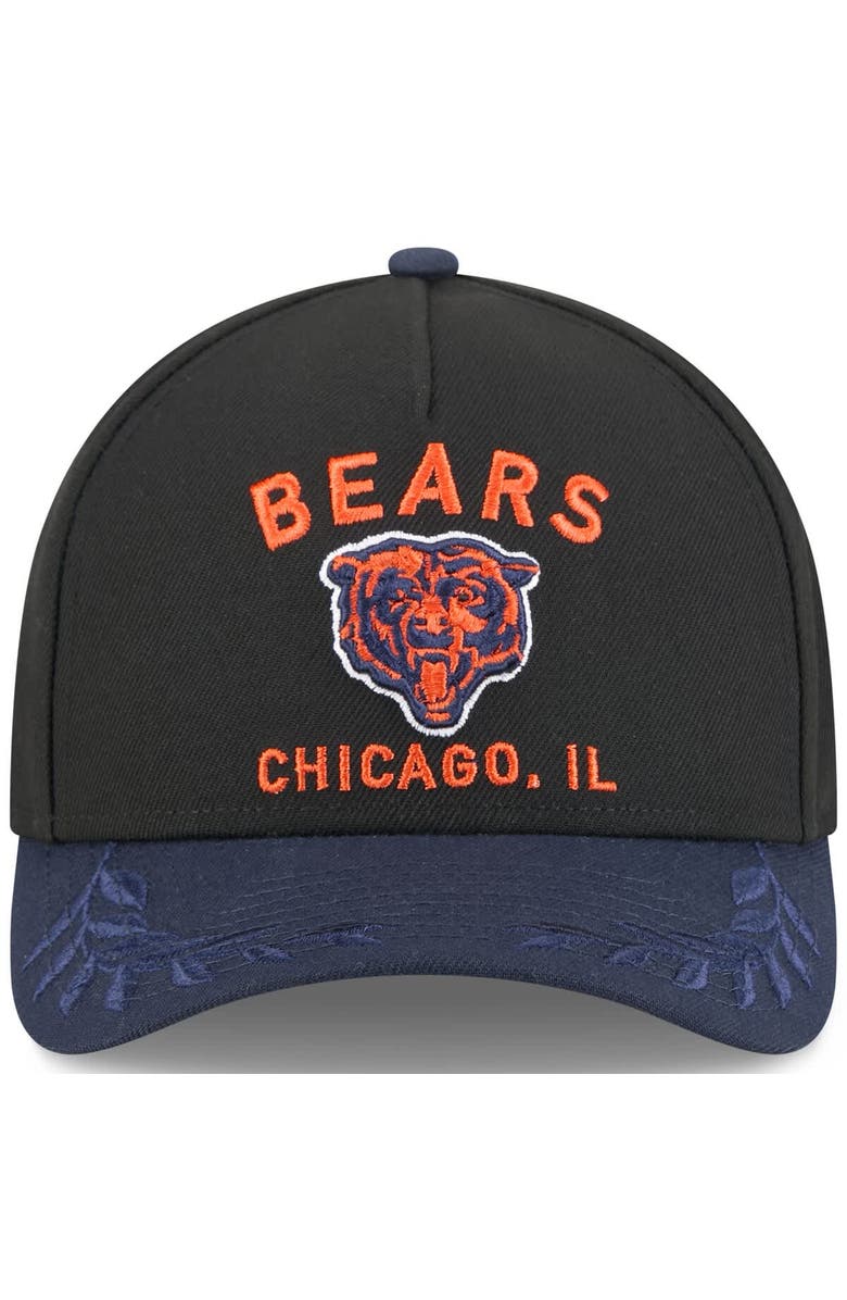 New Era Men's New Era Black/Navy Chicago Bears 2025 NFL Draft 9FORTY A-Frame M-Crown Adjustable Hat, Alternate, color, Black