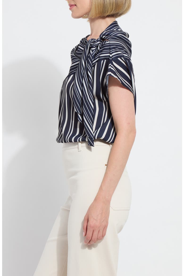 Tamar Stripe Tie Neck Top, Alternate, color, NAUTICAL COLLAGE