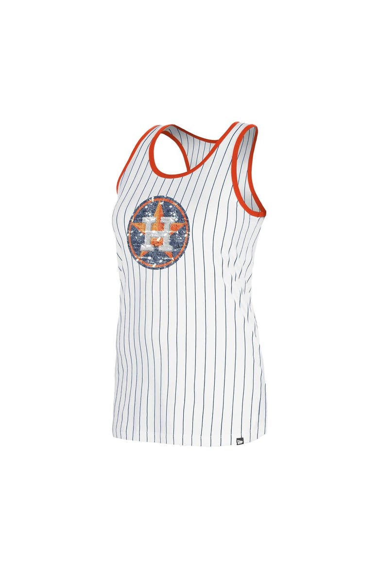 Women's New Era White Houston Astros Gameday Pinstripe Tank Top, Alternate, color, White