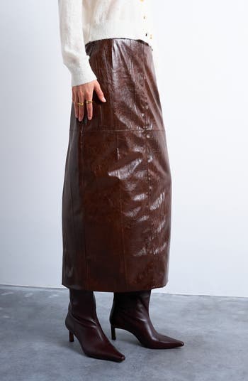 Topshop Faux Leather Skirt Brown Skirt Topshop Topshop Faux
