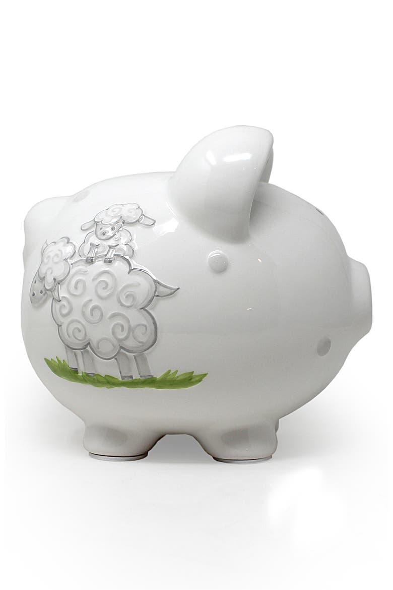 Lambs Ceramic Piggy Bank, Alternate, color, WHITE