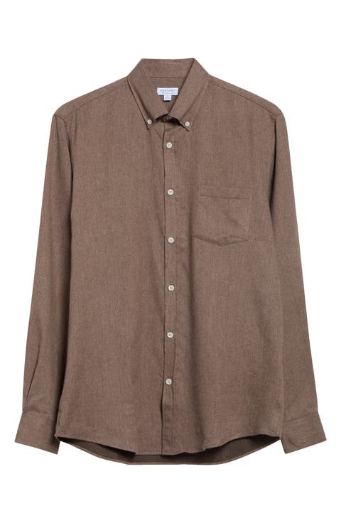 Plaid Cotton Flannel Button-Down Shirt
