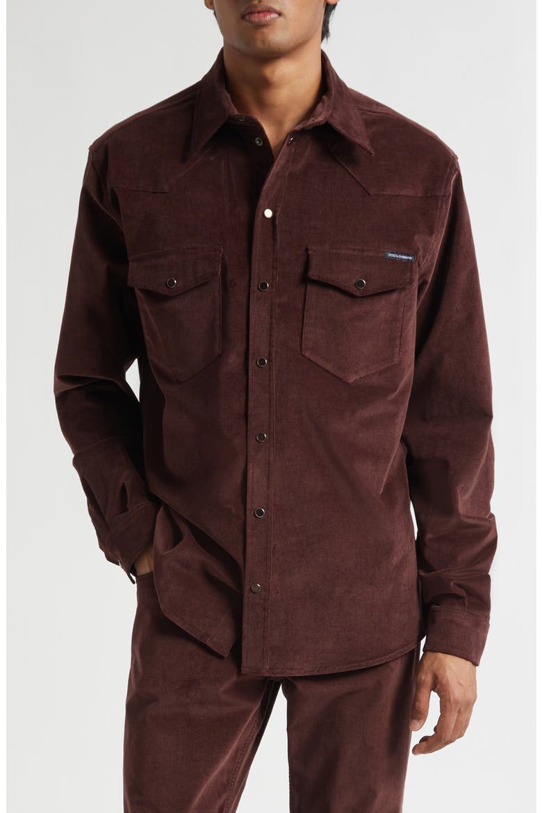 Fine Wale Corduroy Western Shirt, Main, color, R5515 MARRONE 10