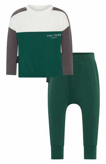 TINY TRIBE Colorblock Long Sleeve Cotton T-Shirt & Leggings Set