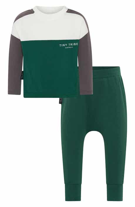 TINY TRIBE Colorblock Long Sleeve Cotton T-Shirt & Leggings Set