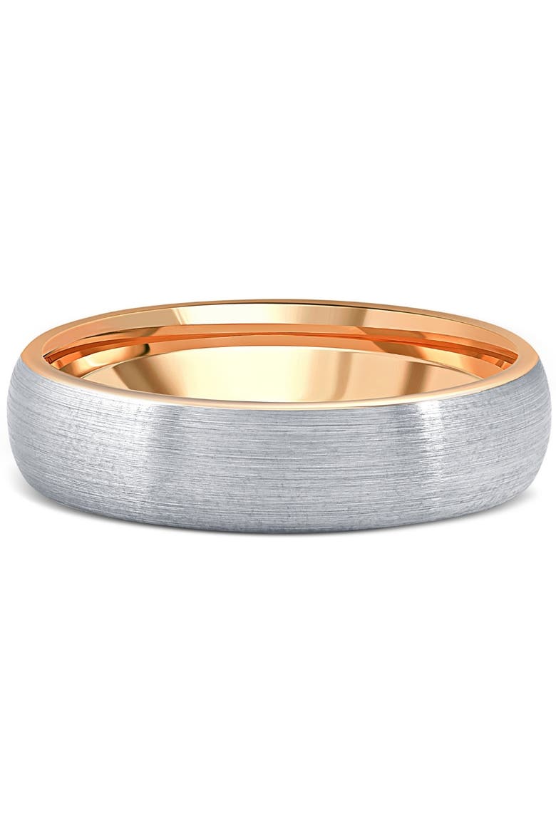 Men's Brushed Tungsten & Gold Plated Two Tone 6mm Ring Wedding Band, Main, color, Tungsten