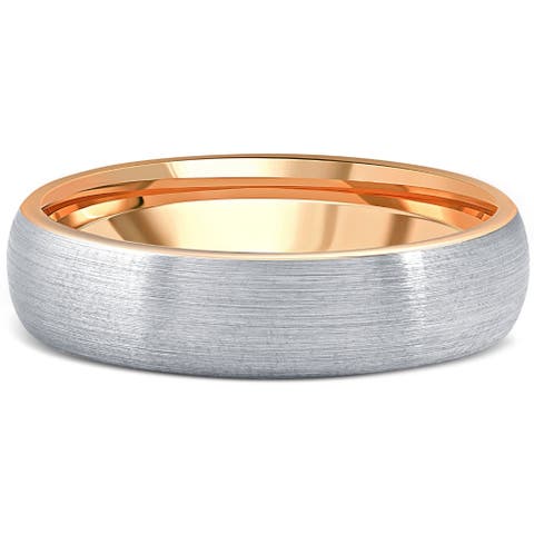 Men's Brushed Tungsten & Gold Plated Two Tone 6mm Ring Wedding Band