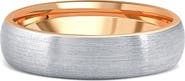 Bliss Diamond Men's Brushed Tungsten & Gold Plated Two Tone 6mm Ring Wedding Band