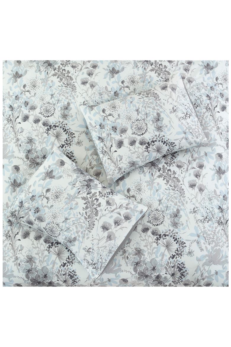 Floral Print Microfiber 5-Piece Comforter Set, Alternate, color, WHITE/ GREY/ BLUE