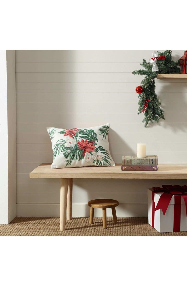 Tommy Bahama Festive Palms Breakfast Pillow, Alternate, color, White/ Green/ Red