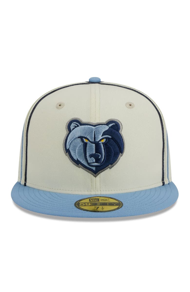 New Era Men's New Era Cream/Light Blue Memphis Grizzlies Piping 2-Tone 59FIFTY Fitted Hat, Alternate, color,