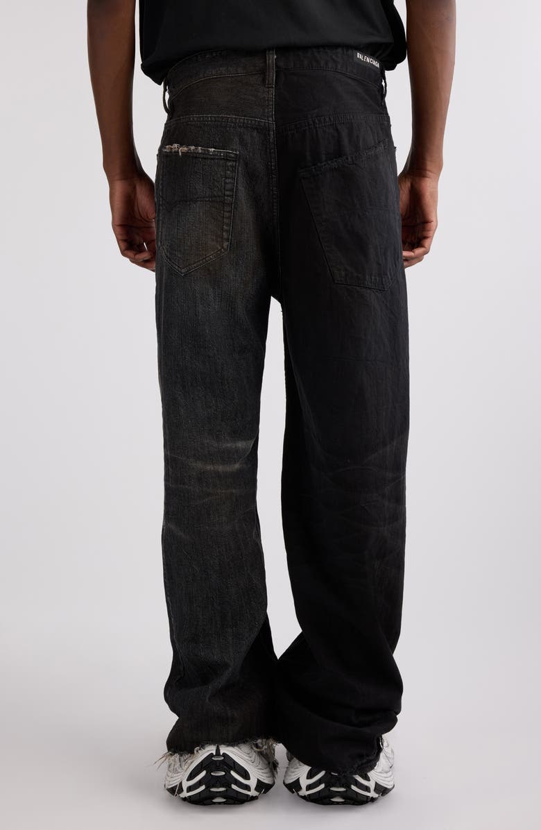 Balenciaga 50-50 Denim Wide Leg Jeans, Alternate, color, Light Black