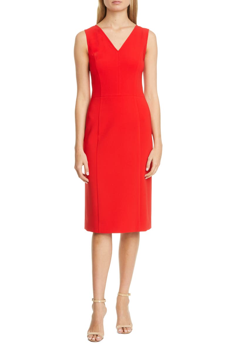 V-Neck Sheath Dress, Main, color, CHILI RED