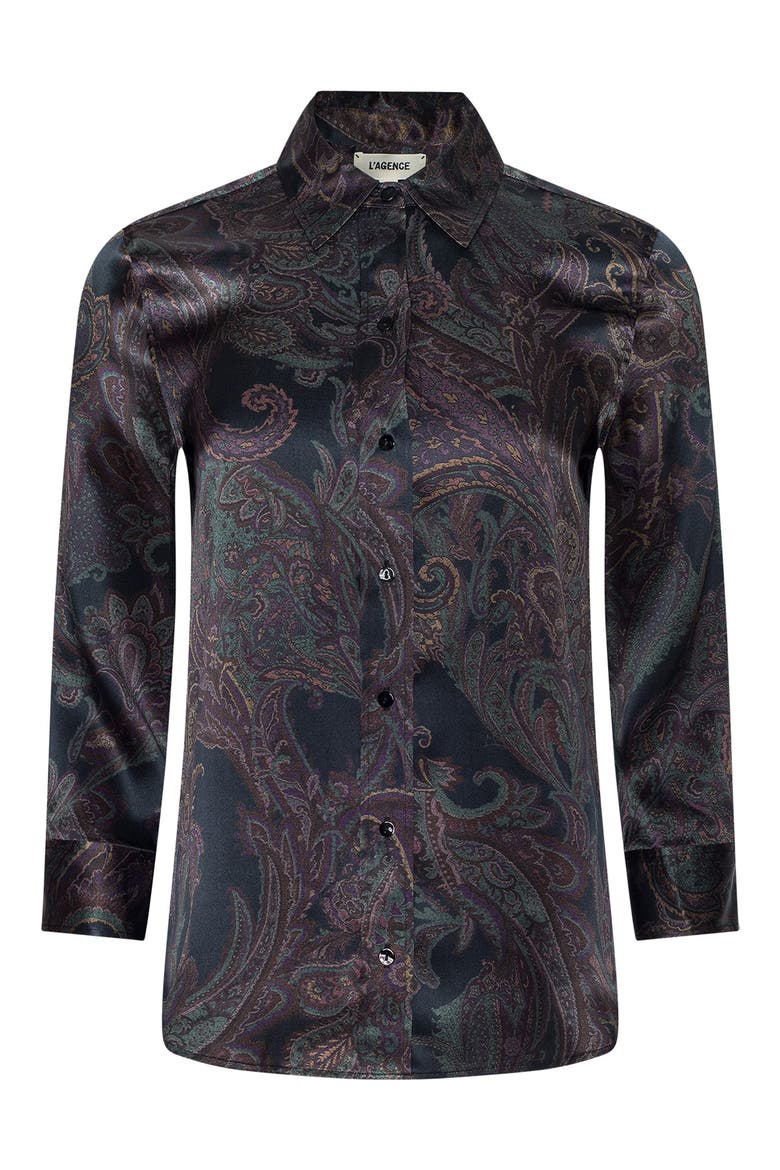 Dani Silk Button-Down Shirt, Alternate, color, MIDNIGHT MULTI LUX PAISLEY