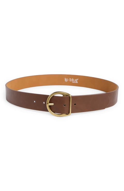 Burnished Buckle Faux Leather Belt