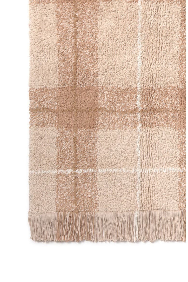 Tartan Washable Cotton Blend Area Rug, Alternate, color, ROSE NATURAL