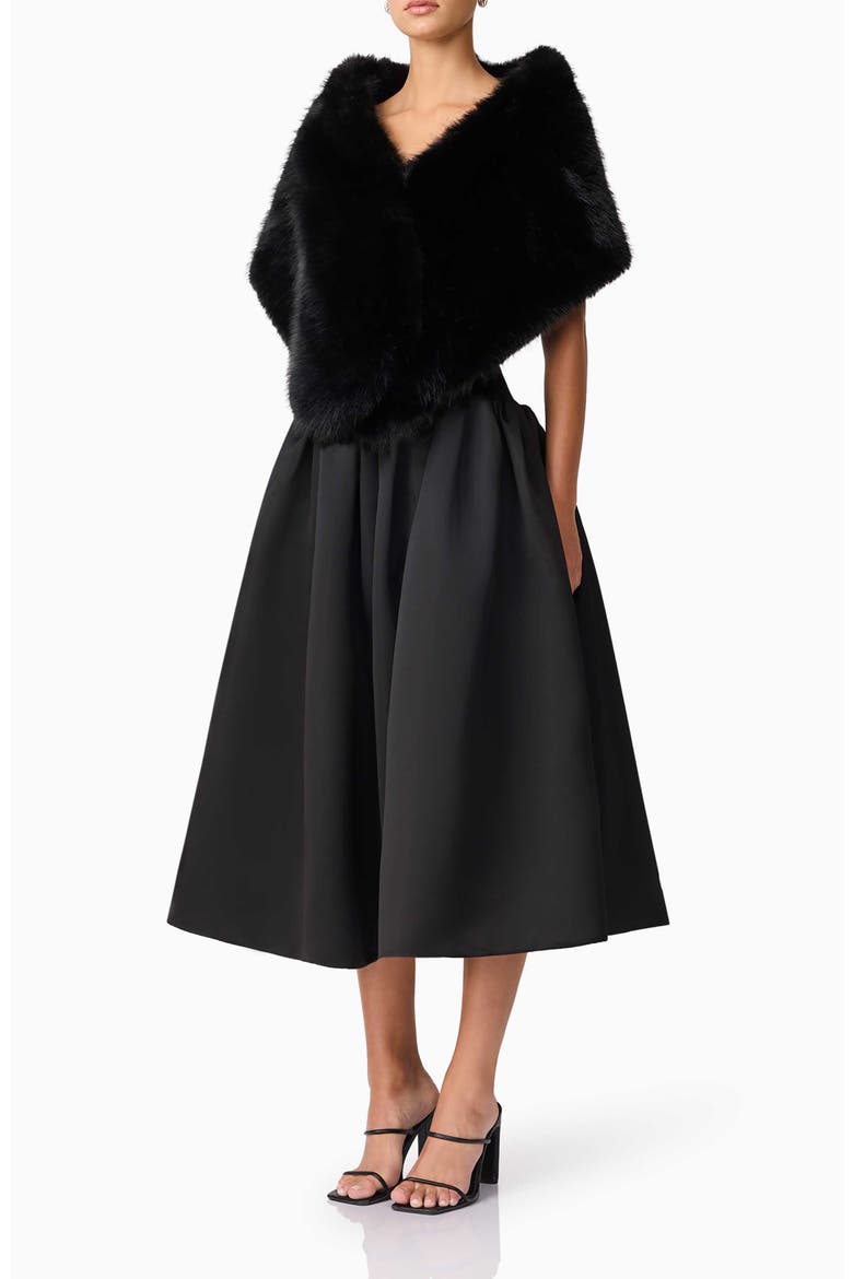 Lucyna Faux Fur Capelet, Alternate, color, BLACK