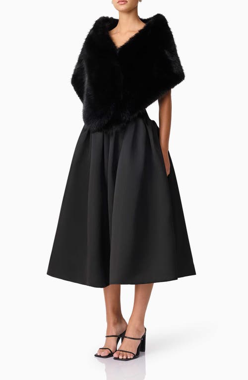 Elliatt Lucyna Faux Fur Capelet Cocktail Dress In Black