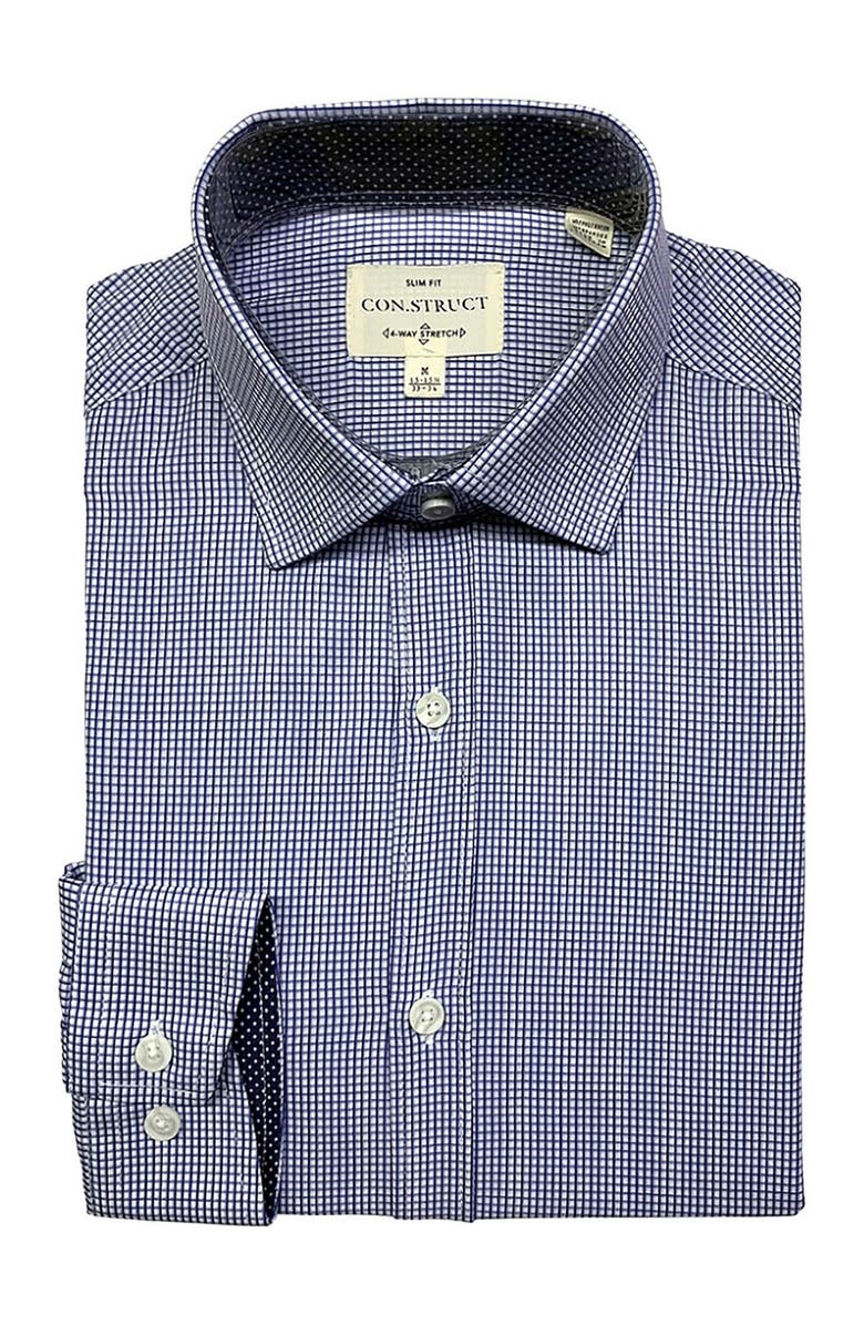 CONSTRUCT 4-Way Stretch Slim Fit Check Print Dress Shirt, Main, color,