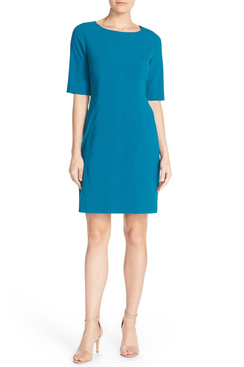 Seamed A-Line Dress, Alternate, color, DEEP LAGOON