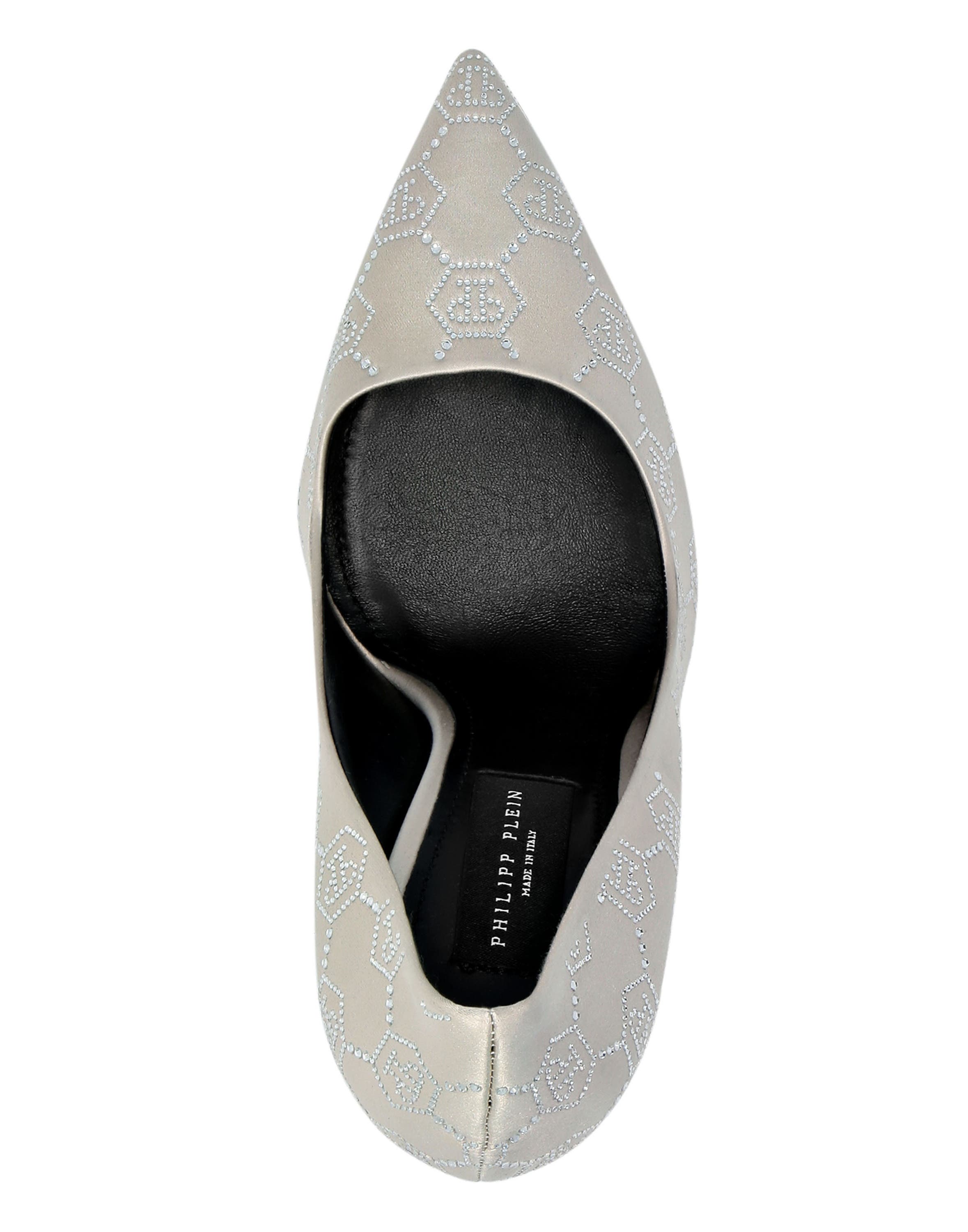PHILIPP PLEIN Satin Decollete Hi-Heels Monogram Strass Women, Alternate, color, Beige