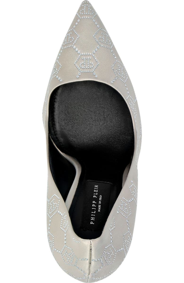 PHILIPP PLEIN Satin Decollete Hi-Heels Monogram Strass Women, Alternate, color, Beige