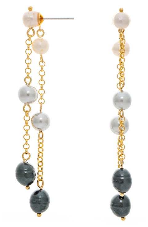 18K Gold Plated Faux Pearl Chain Drop Earrings