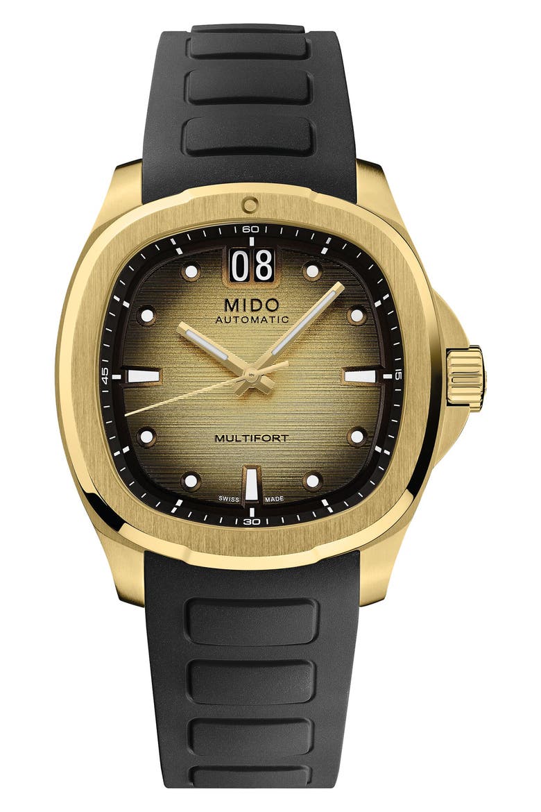 Multifort TV Big Date Automatic Bracelet Watch, 39.2mm x 40mm, Main, color, GOLD