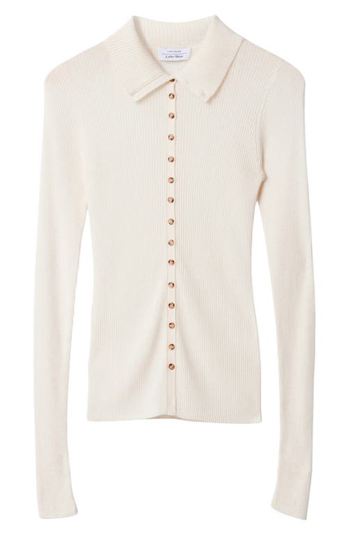 & OTHER STORIES & OTHER STORIES WOOL BLEND RIB BUTTON-UP TOP 