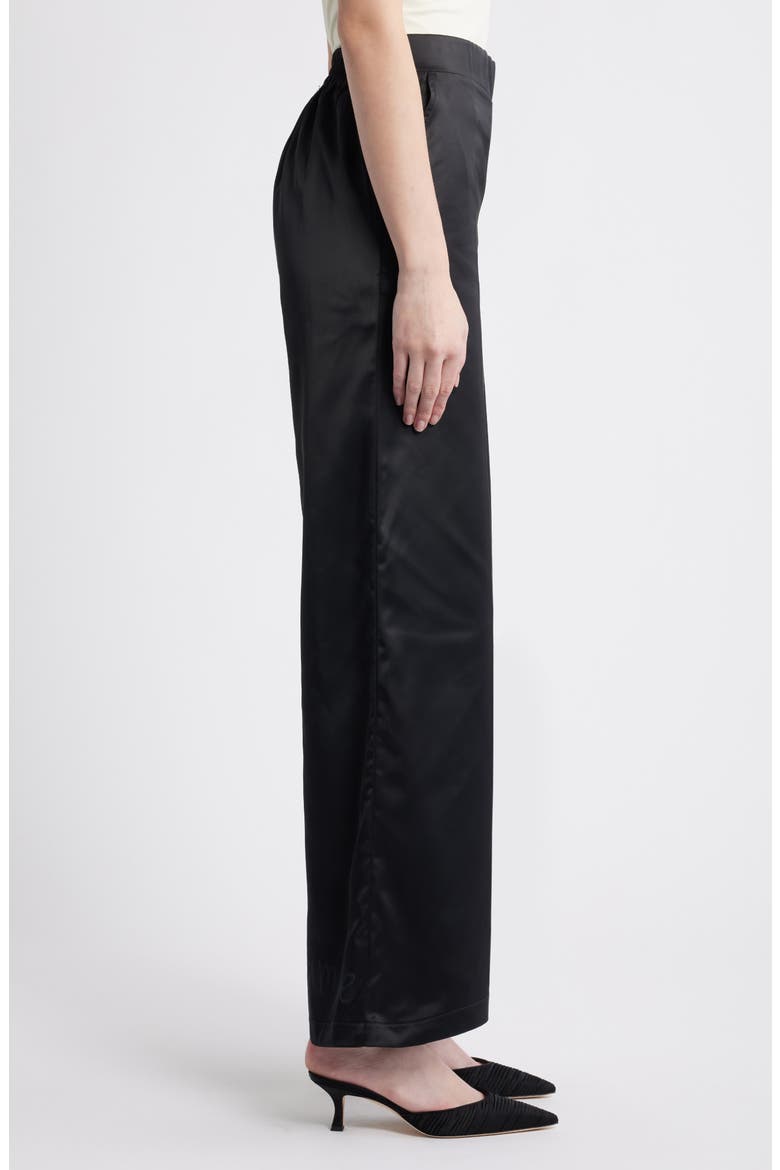 Sateen Wide Leg Pants, Alternate, color, BLACK