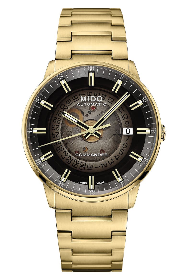 Commander Gradient Automatic Goldtone Bracelet Watch, 40mm, Main, color, GOLD