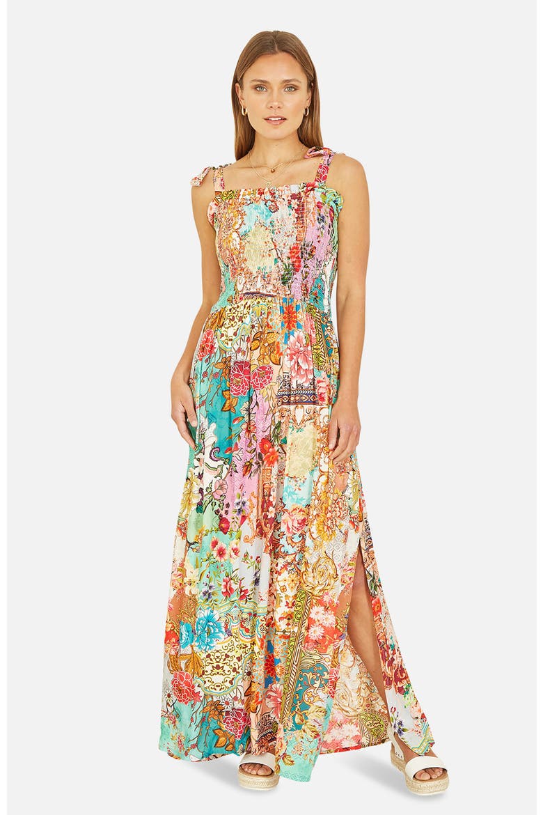 Patchwork Split Hem Maxi Dress, Main, color, Multi