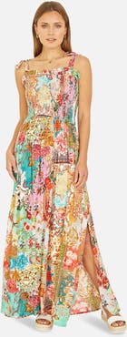 Yumi Patchwork Split Hem Maxi Dress