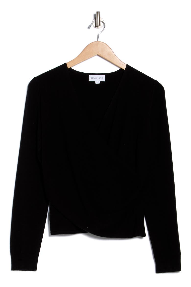 Crossover Front Sweater, Alternate, color, BLACK