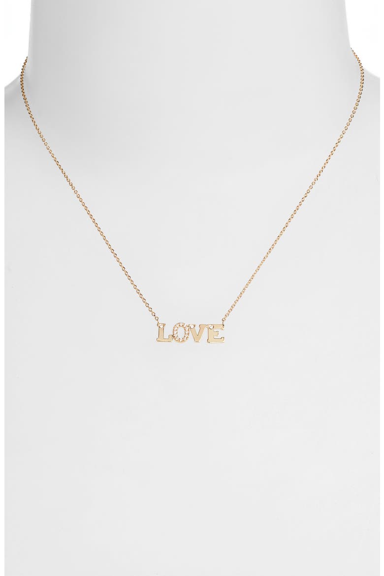 Love Letter Love Diamond Necklace, Alternate, color, GOLD/ DIAMOND