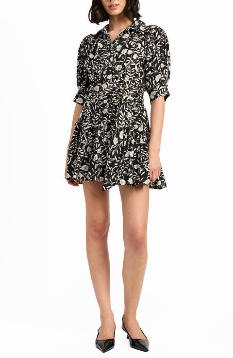 Mindy Floral Puff Sleeve Mini Shirtdress