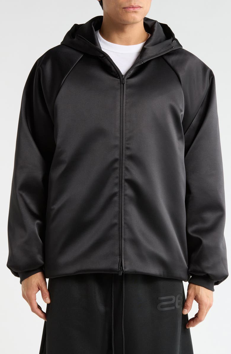 Fear of God Essentials Satin Bomber Jacket, Alternate, color, Vintage Black