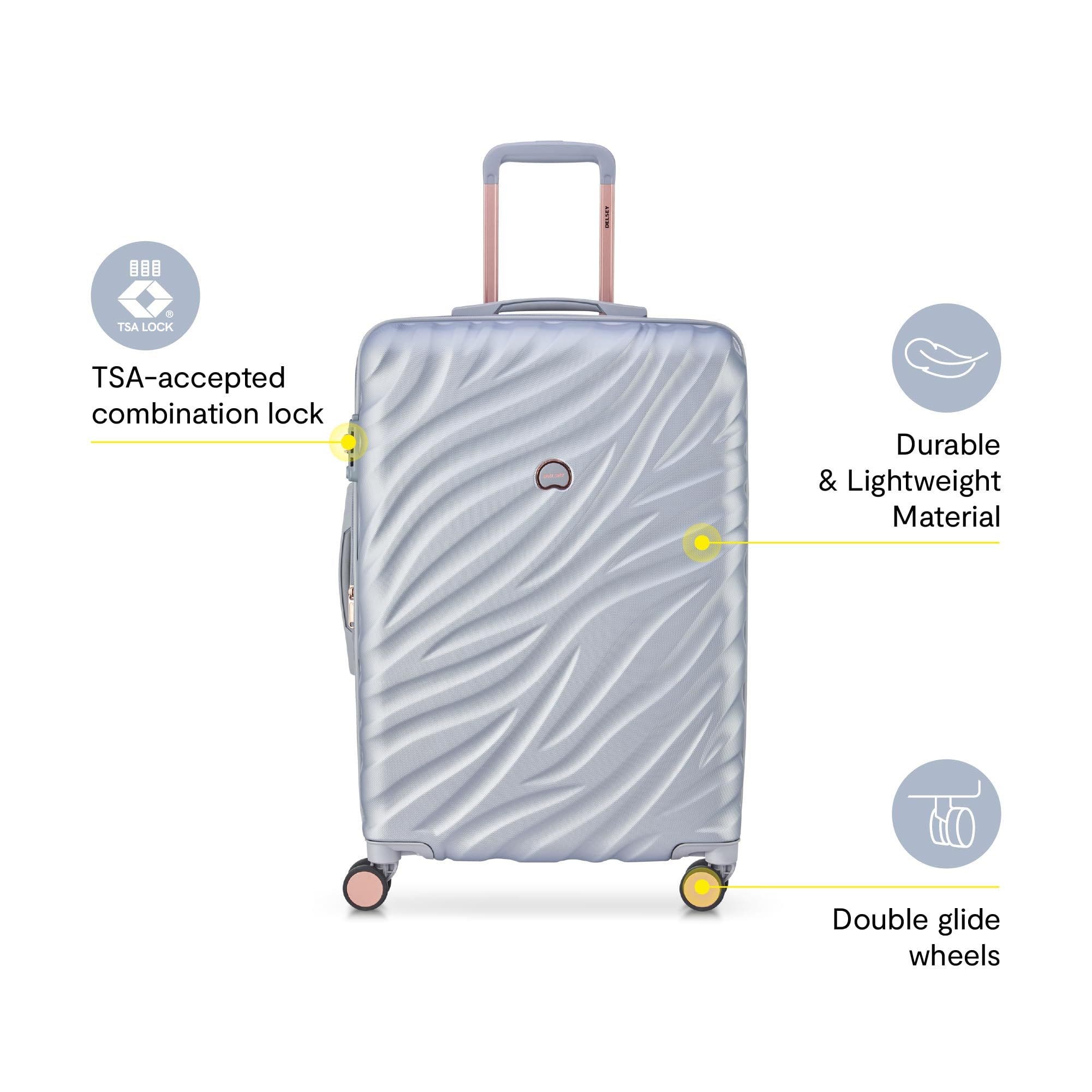 Delsey Paris Delsey Alexis Lightweight Luggage Checked Medium, Alternate, color, Platinum/Rose Gold