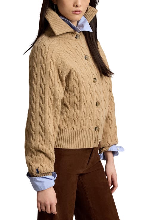 Cable Knit Wool & Cashmere Cardigan