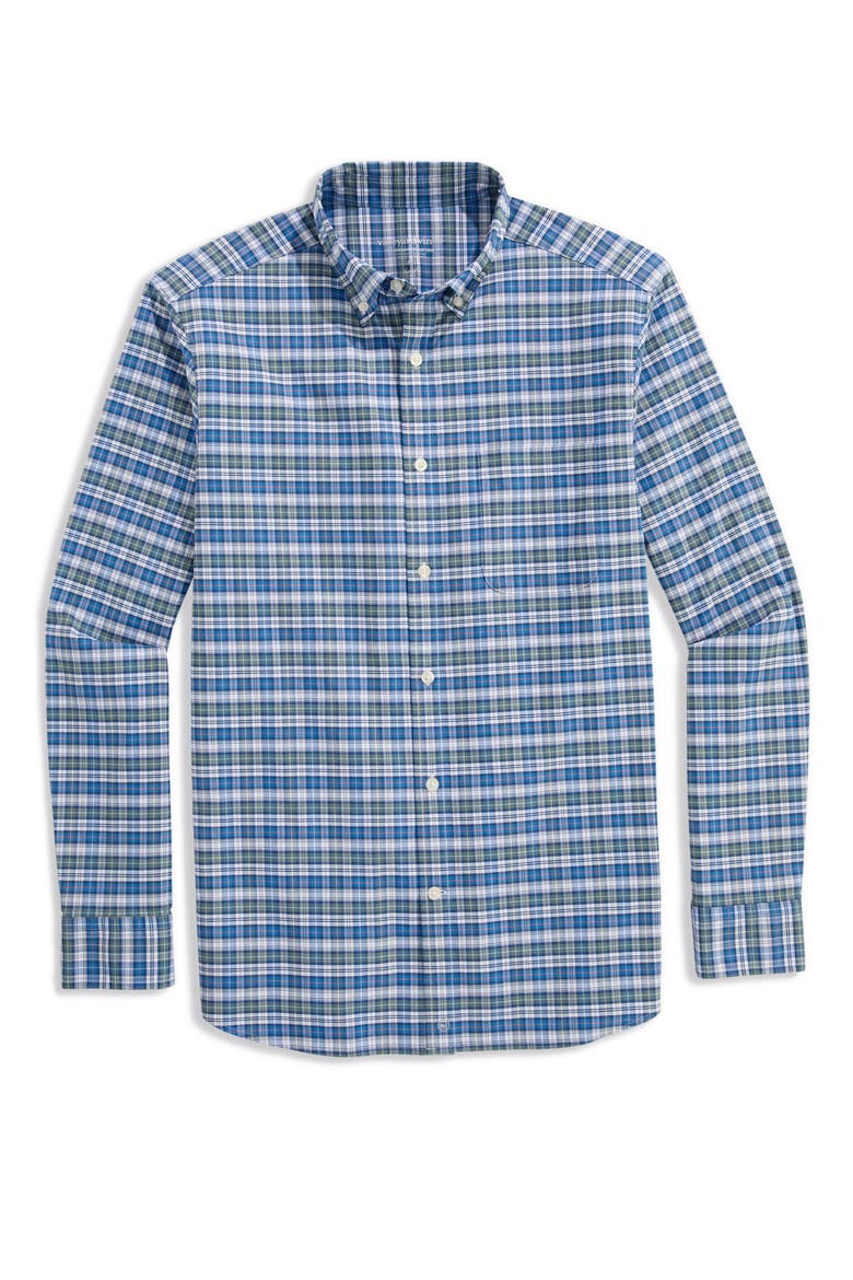 Faraway Performance Cotton Blend Button-Down Shirt, Main, color, BALSAM