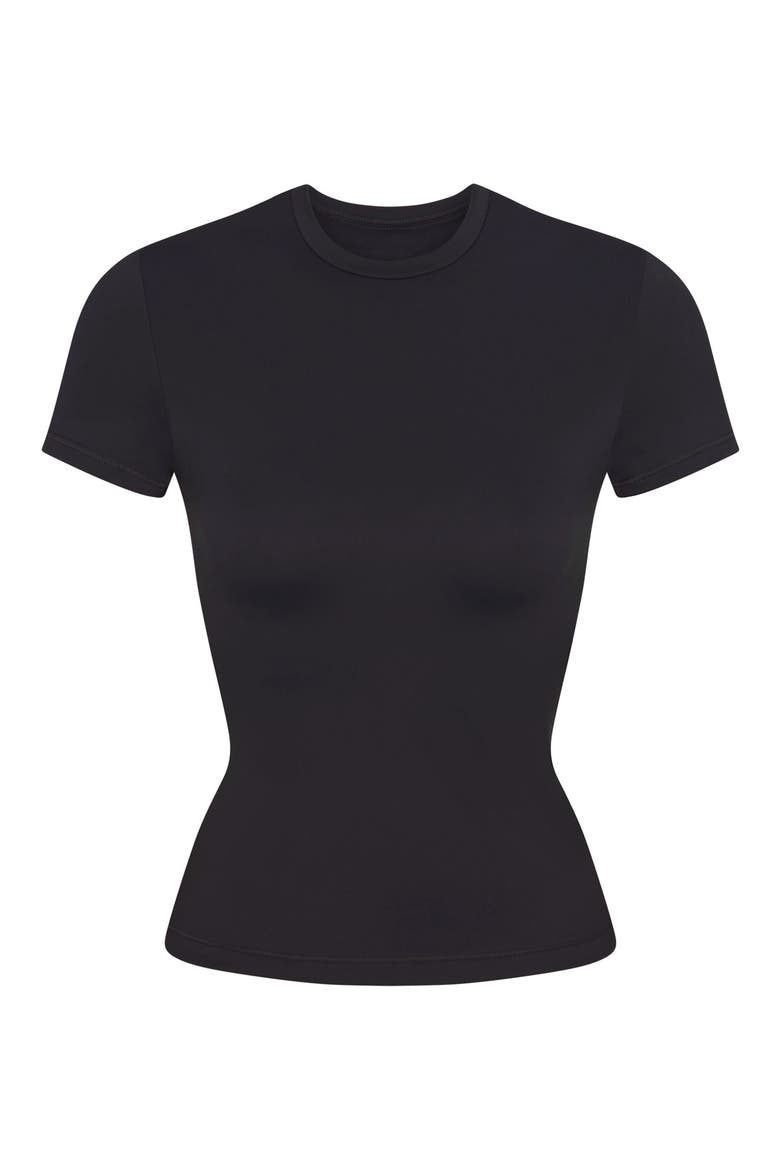 Matte Padded Baby Tee, Alternate, color, OBSIDIAN