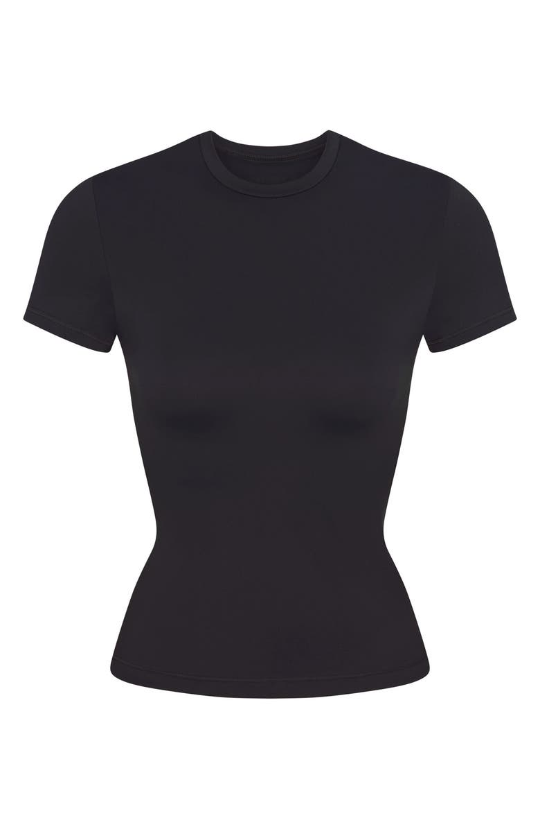 NikeSKIMS Matte Padded Baby Tee, Alternate, color, Obsidian