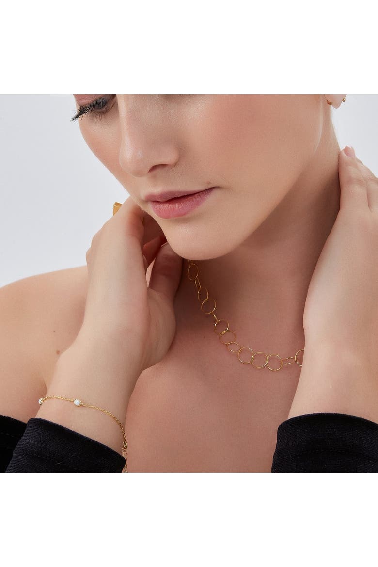 White Opal Sterling Silver Bracelet in Gold, Alternate, color, Gold
