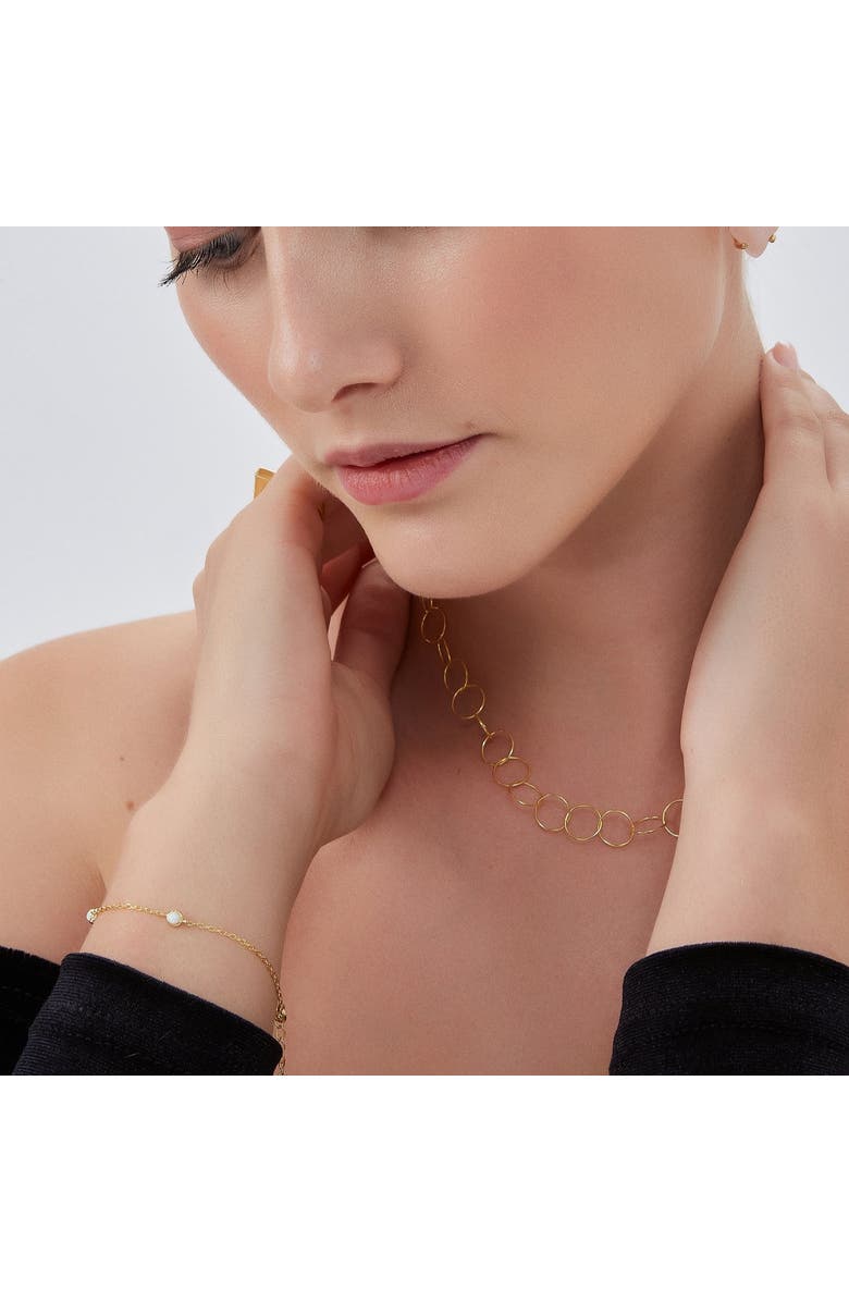 Spero London White Opal Sterling Silver Bracelet in Gold, Alternate, color, Gold