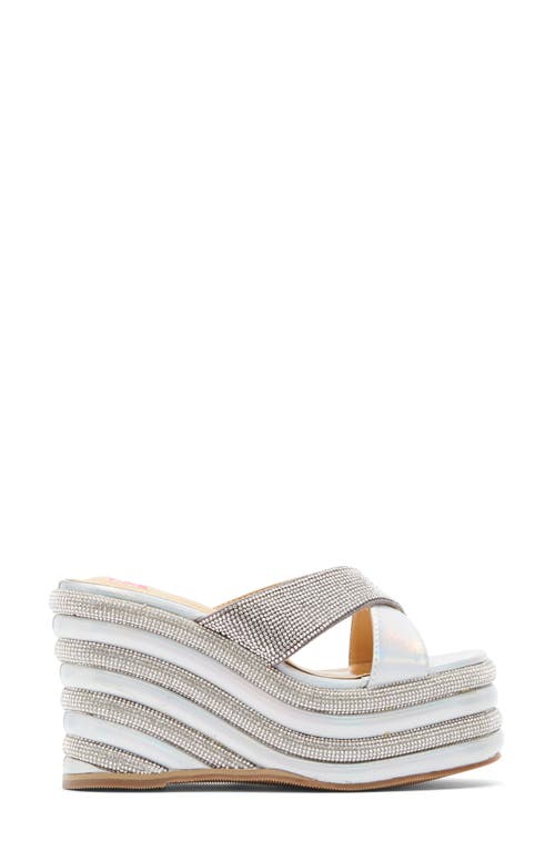 Ashley Kahen Carnival Wedge Sandal In Silver Multi