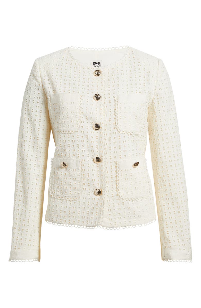 Anne Klein Cotton Eyelet Jacket, Alternate, color, 