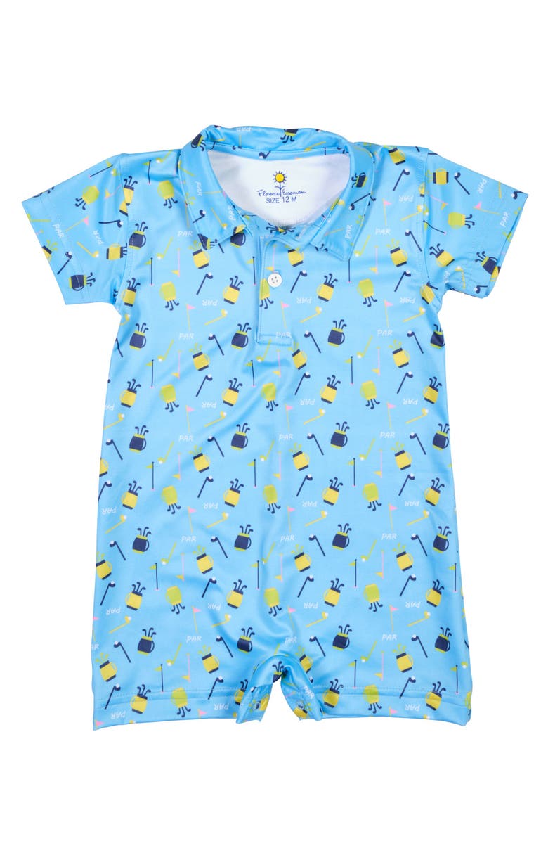 Florence Eiseman Golf Print Performance Knit Shortall, Main, color, Blue/Multi