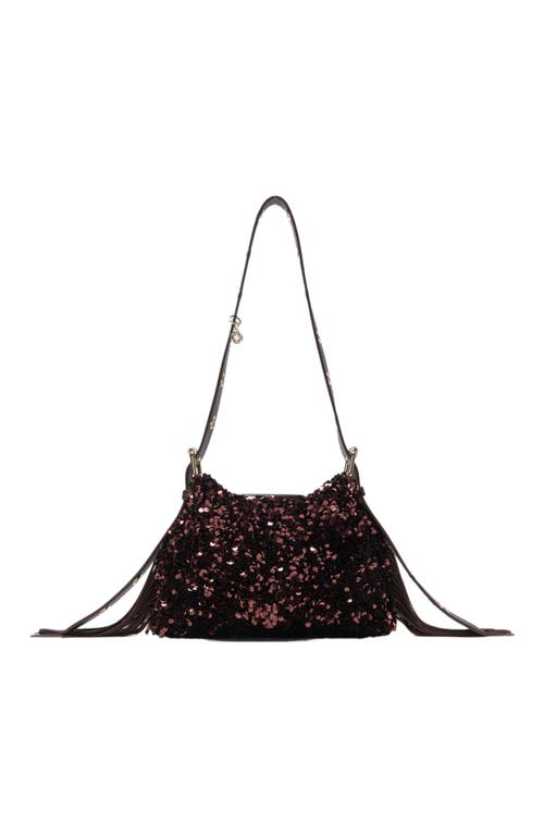 Maje Sequinned Miss M Mini Bag In Brown